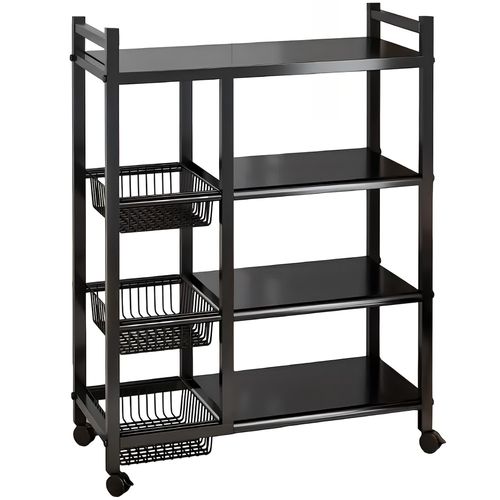 4 Tier Kitchen Basket Storage Trolley Rack Fruit Vegetable Organiser Shelf Cart — image 5
