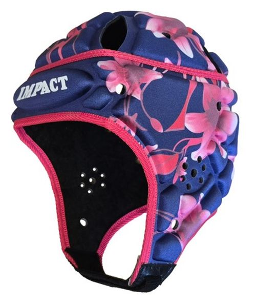 Impact Rugby WORLD RUGBY (IRB) BLUE WITH PINK ORCHIDS Headguard XS, S, M, L