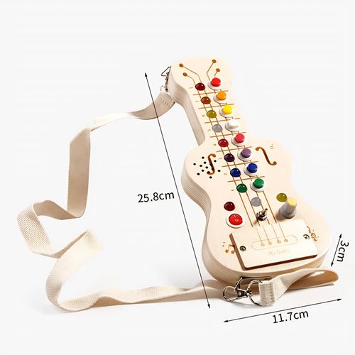 Wood Guitar Musical LED Light Montessori Switch Toy Busy Board Sensory Toys Gift — image 5
