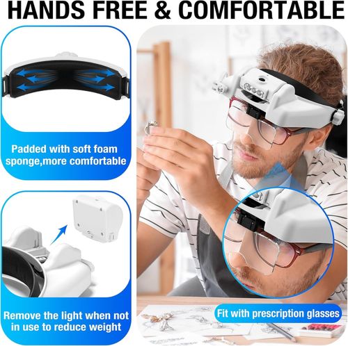 Head Magnifier Professional Headband Magnifying Glasses Rechargeable Magnifier — image 3