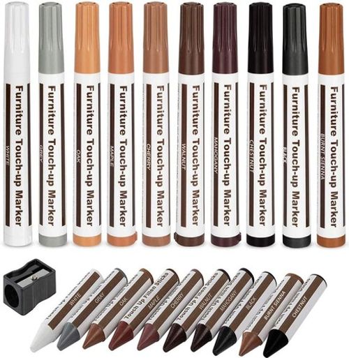 21PC Wood Furniture Repair Kit Markers & Wax Sticks Touch Up Scratch Floor Table