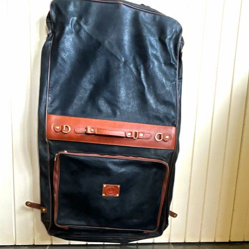 Vintage Leather Garment Bag Suit Carrier Black/Brown