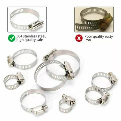 101-Pcs Assorted Stainless Steel Hose Clamp Kit With No Driver Jubilee Clips Set — image 8
