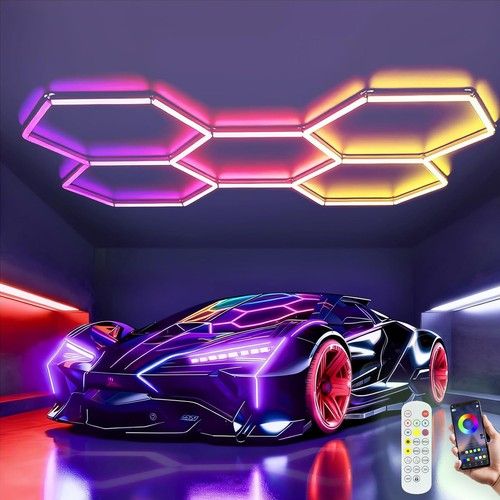 RGB Hexagon LED Light 5 Hex Music Sync Smart App & Remote Control Ceiling Light