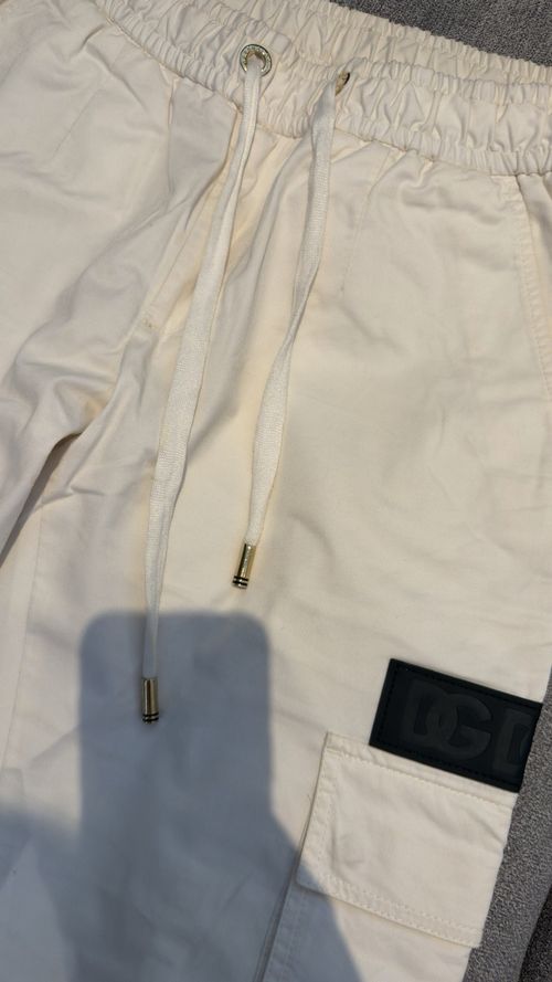 Dolce & Gabbana Men’s White Cargo Trousers 44 Tapered Elastic Drawstring — image 2