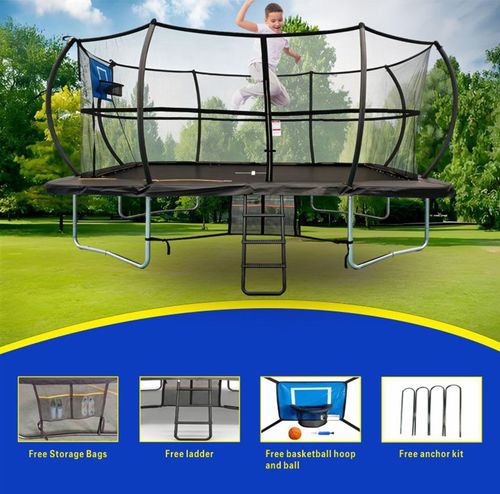 Big Air Super Bounce 8x12ft Rectangular Trampoline with Safety Enclosure Black - — image 4