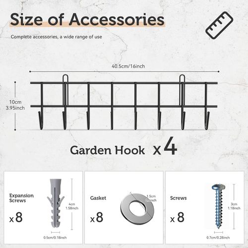 Garden Tool Rack Garage Tool Organizer Wall Mount Garden Tool Holder Yard Tool — image 2