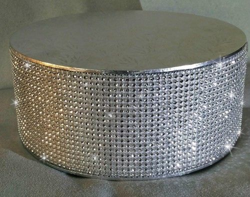 Crystal Diamante Cake Stand Display Pedestal 4" Deep  + FREE 3m CAKE TRIM