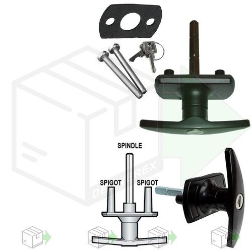 NEW HENDERSON T-Handle Garage Door Lock 35mm Spigot LONG SHAFT Merlin Doric King