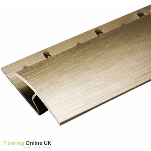 0.9m Aluminium Carpet to Laminate/Wood Door Threshold Bar Z Edge Brushed Brass — image 1
