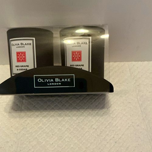 Olivia Blake London Red Grape & Cedar Scented Wax Candle Set, Black, 2 Pack