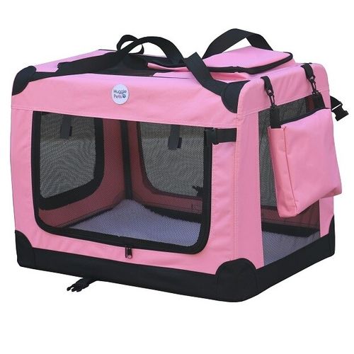 HugglePets Fabric Dog Crate Puppy Carrier - Cat Travel Cage Carry Pet Bag 4 Size — image 1