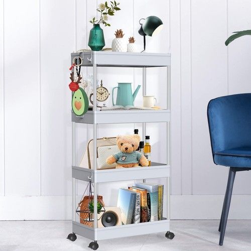 3/4/5 Tier Storage Trolley Cart Wheel Kitchen Bathroom Narrow Space Rack Rolling