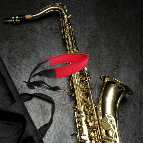 Red Polyester Adjustable Saxophone Neck Strap with Quick Release Hook — image 11