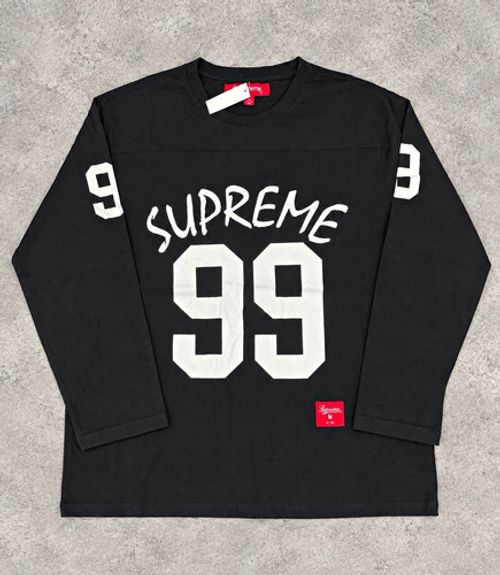 Supreme Black 99 Long Sleeve Graphic Logo Crew Neck Cotton Jersey T-Shirt Men M
