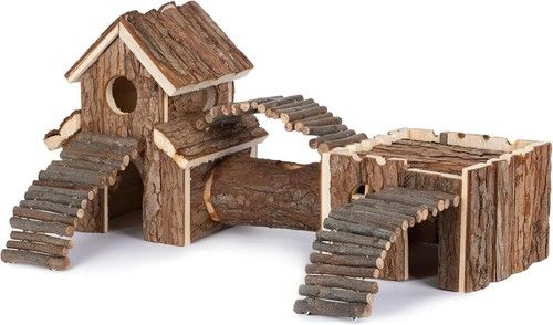 Petlicity Wooden Hamster Playground – Natural Cedar Climbing & Hiding Toy