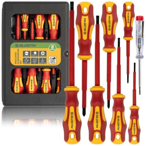 BLOSTM Insulated Screwdriver Set 8pcs VDE 1000V Electrical Magnetic Tips