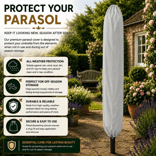 Garden Table Parasol Patio Crank Handle Umbrella Sun Shade Waterproof Grey 2.7M — image 6