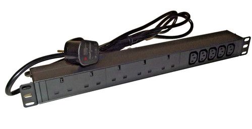 SURGE PROTECTED 10 way (5UK + 5 IEC C13) PDU 1U 19" Horizontal Rackmount