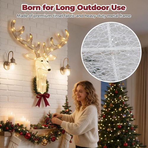 32"/81 Cm Lighted Christmas Wall Decor Reindeer Head — image 4