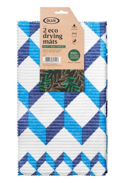 2 Eco Dish Drying Mat Rack Washing Up Towel Soft Kitchen Sink Drainer 35x40cm