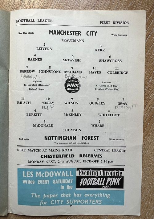10 Vintage Manchester City Programmes 1952–1964 Maine Road Football Bundle — image 5