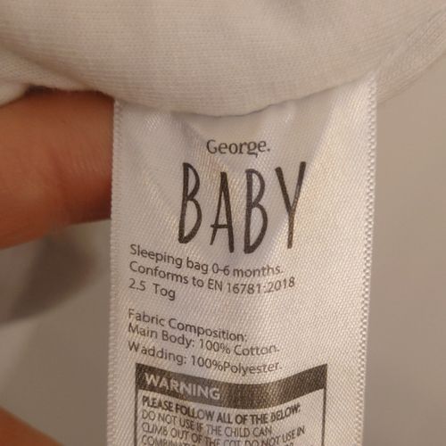 George Baby Sleeping Bag 2.5 Tog 0-6 Months Cotton Blue Dinosaur Print — image 3