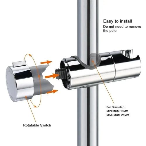 Universal Adjustable Shower Head Holder 18–25mm Chrome Shower Rail Bracket — image 7