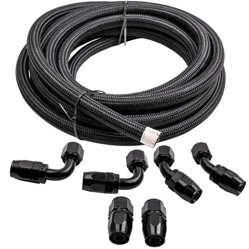 AN10 10AN -10 AN -10 Fitting Nylon Braided Gas Oil Fuel Hose End Line Pipe Kit