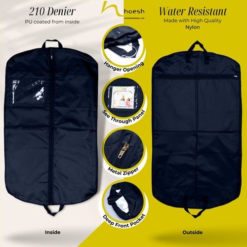 Hoesh 44" Strong Heavy Duty Nylon Men Travel Suit Garment Carrier Cover Bag