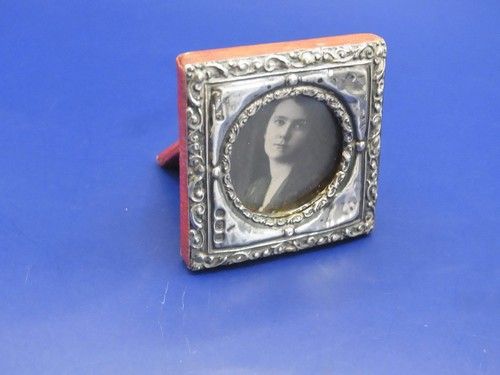 Antique Tiny silver photo frame B'ham 1910 Edwardian desk Picture Display