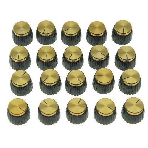 Guitar 10x/20x AMP Amplifier Knobs Black w/ Gold Cap Push on Knobs fits Marshall