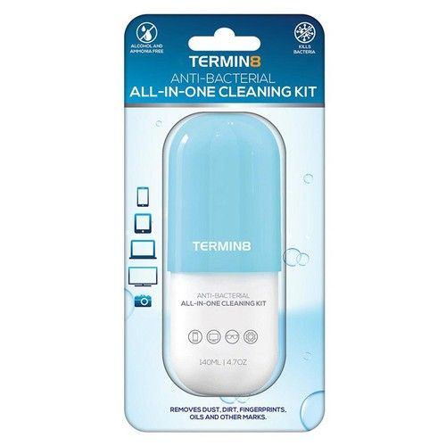 Termin8 Antibacterial Screen Cleaning Kit, Spray 140ml & Microfiber Cloth(15x15)