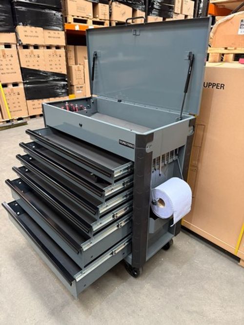 US PRO TOOLS HEAVY DUTY 6 DRAWER Grey Steel Chest Box Roller cabinet tool box