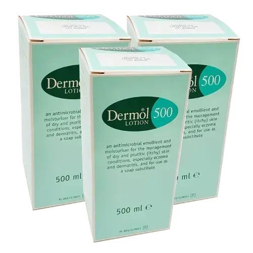 3 x Dermol 500 - Lotion Moisturiser Soap Substitute Antimicrobial Emollient