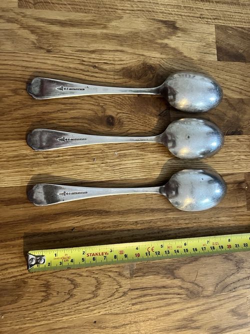 3 Vintage Walker & Hall Sheffield Silver Plated Large Serving Spoons 9” — image 2