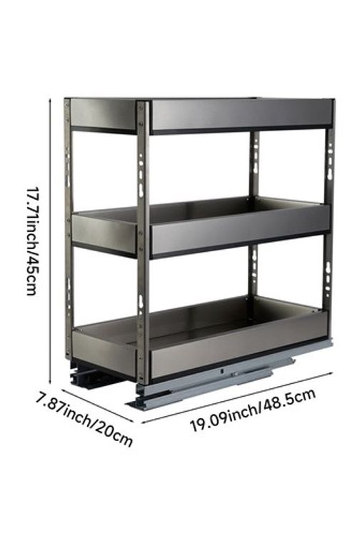 Pull Out Steel Basket Kitchen Cabinet Larder Organizer Cupboard Drawer 100-250mm