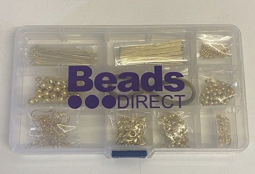 Beads Direct Craft Jewellery Making Findings Starter Kit Gold Plated In Box