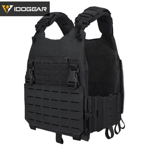 IDOGEAR Tactical Vest Airsoft Plate Carrier Laser Cut MOLLE Quick Release Camo