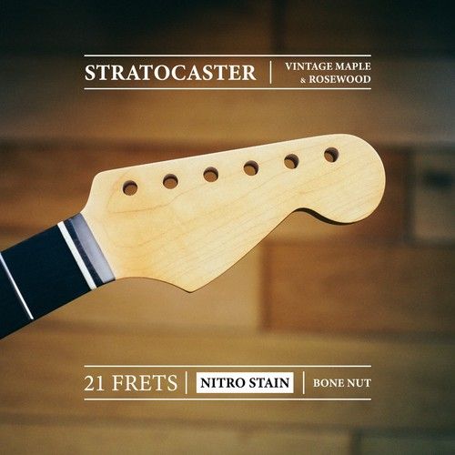Stratocaster Neck – Vintage Maple & Rosewood | 21 Frets | Nitro Satin Finish