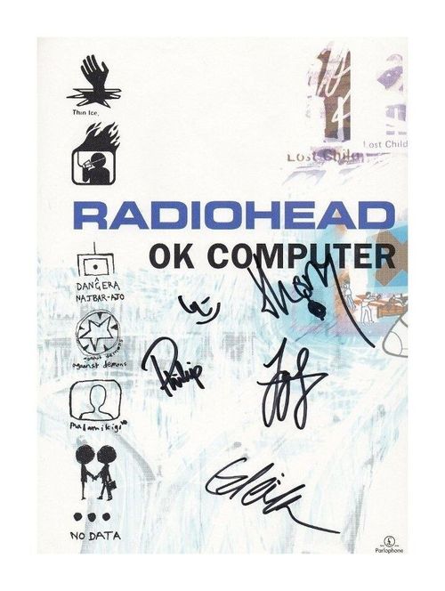 RADIOHEAD ENTIRE GROUP AUTOGRAPHED SIGNED A4 POSTER PRINT — image 1