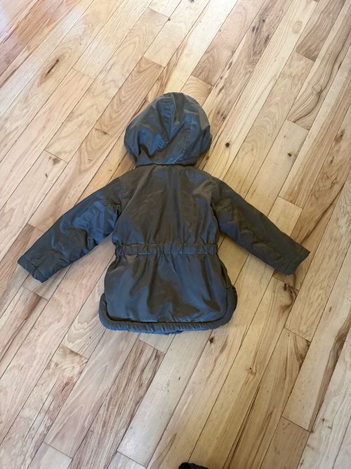 C&C California Puffer Jacket Size 3T Green Sherpa Lined Hooded Coat — image 2