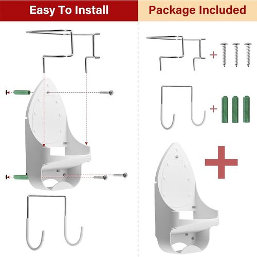 Door Wall Mounted Iron Holder Ironing Board Hanger Storage Rack Organizer Hook — image 9