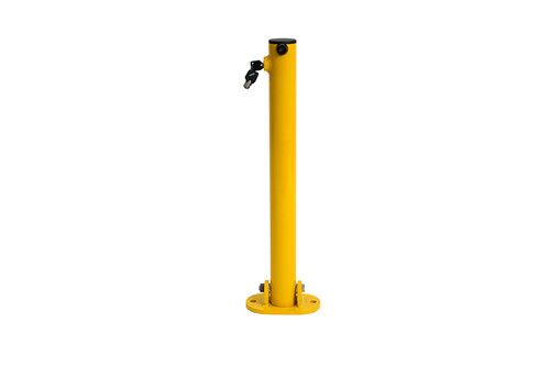 Security Post for Driveway Yellow Folding Parking Bollard Fixed Steel