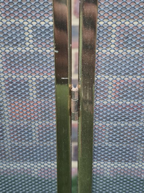 Vintage Brass Folding Fire Guard Screen 4 Panel Mesh Fireplace Spark Guard — image 7