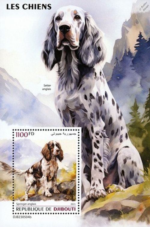 DOGS (English Springer Spaniel/Setter) Dog MNH 1v-Stamp Sheet (2023 Djibouti)