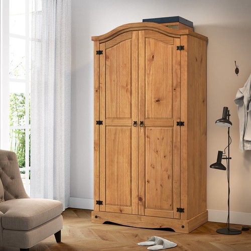Corona Wardrobe 2 Door Arch Top Solid Wood Mexican Pine Wooden Double Robe