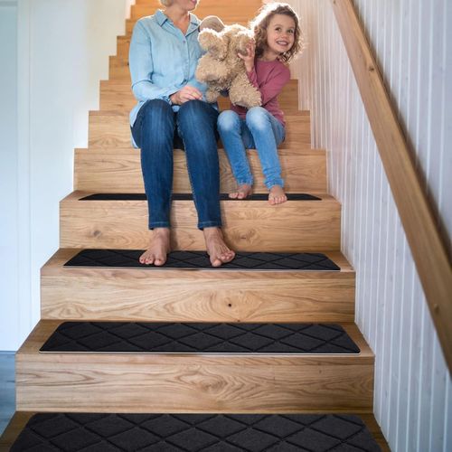 15Pcs Self-Adhesive Stair Mats Set Carpet Stair Treads Non Slip Pads Home Decor — image 2