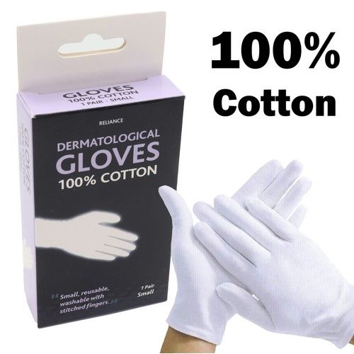 Quality 100% Cotton Gloves Pair - Dermatological Eczema Dermatitis Moisturising