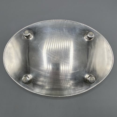 Antique Silver Plated Gallery Serving Tray Cocktail Drinks Tea Handles Feet Vtg — image 18